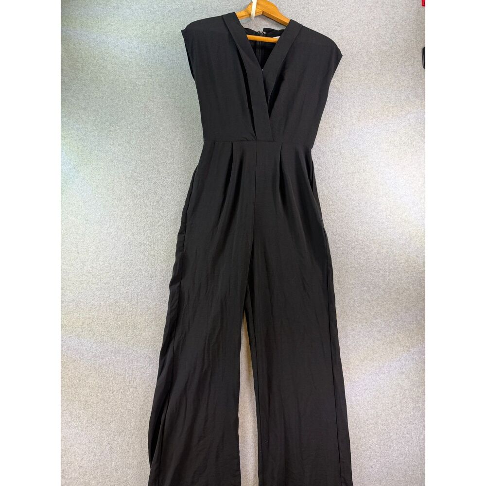 Nine West Women’s XS Black Sleeveless V-Neck Wide Leg Jumpsuit 3436